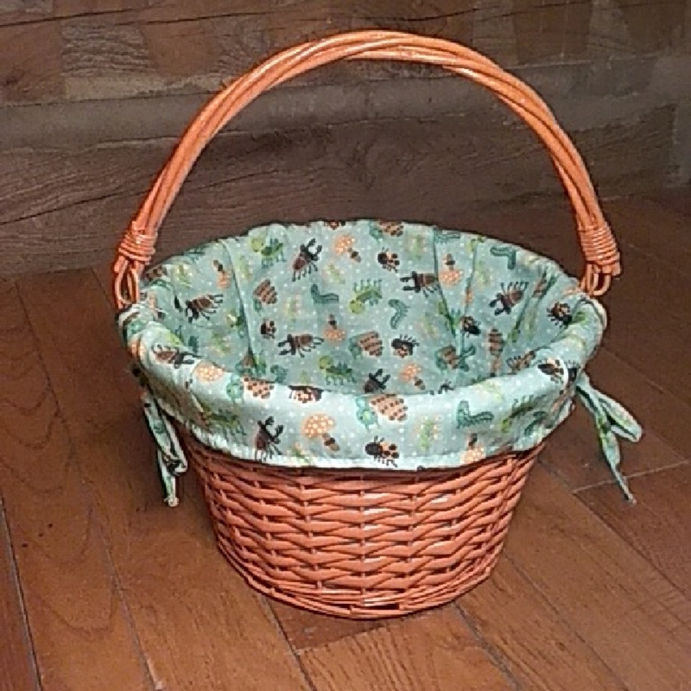 Orange Wicker Basket with Green Lining
